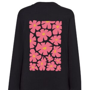CAMISETA FLORES GRANDES BACK - NEGRA